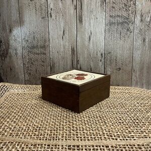 Vintage Pressed Flower Wooden Trinket Box Floral Inlay Jewelry Box Cottagecore